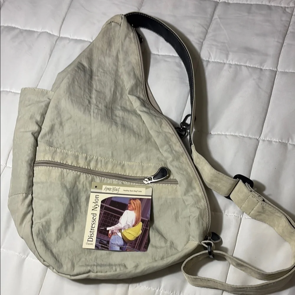 AMERIBAG 17" DISTRESSED NYLON HEALTHY BACK BAG TOTER (SMALL) CROSSBODY SLINGBAG - Picture 12 of 15